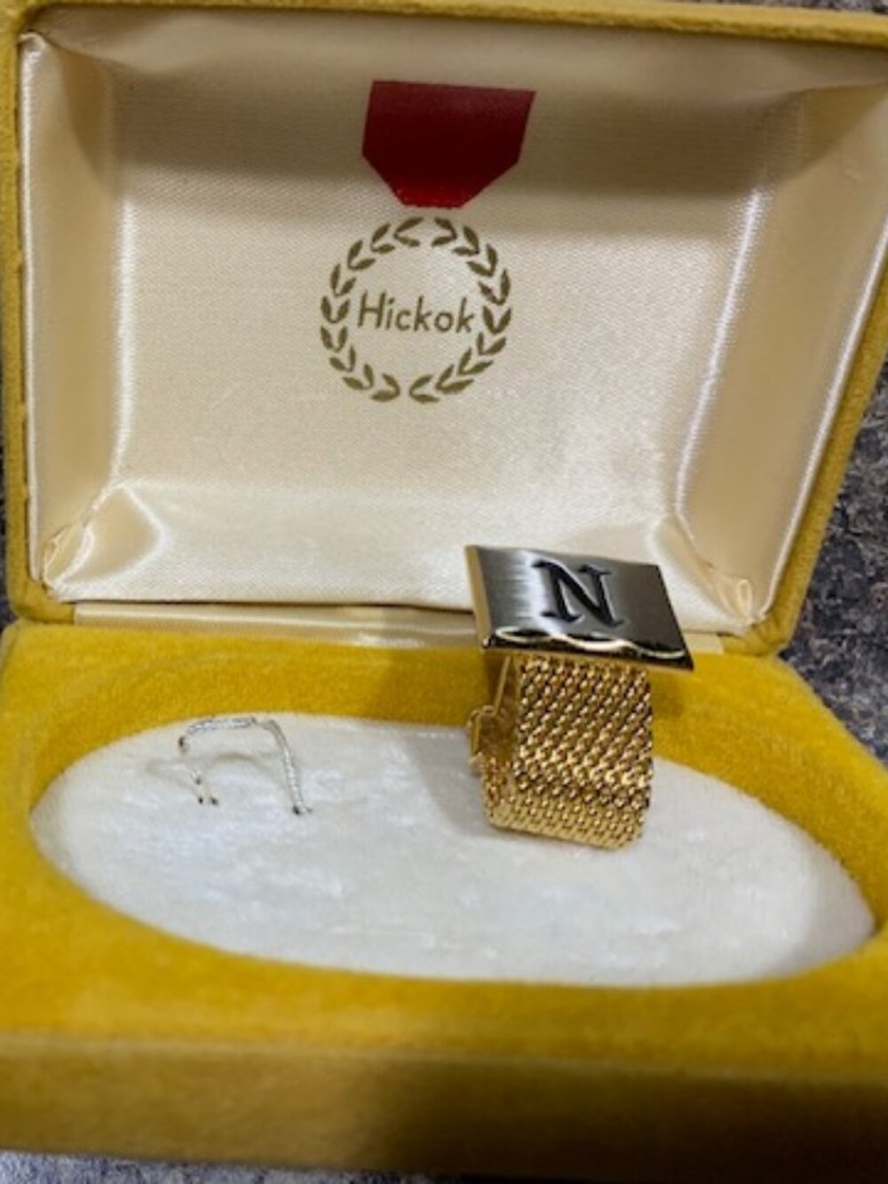 Cufflinks, Goldtone, Letter "N"